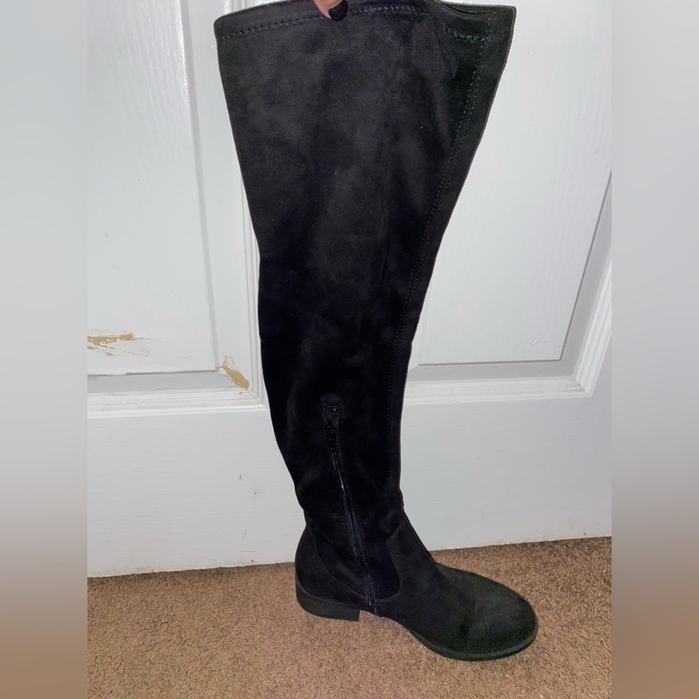 Black Suede Over the Knee Boots